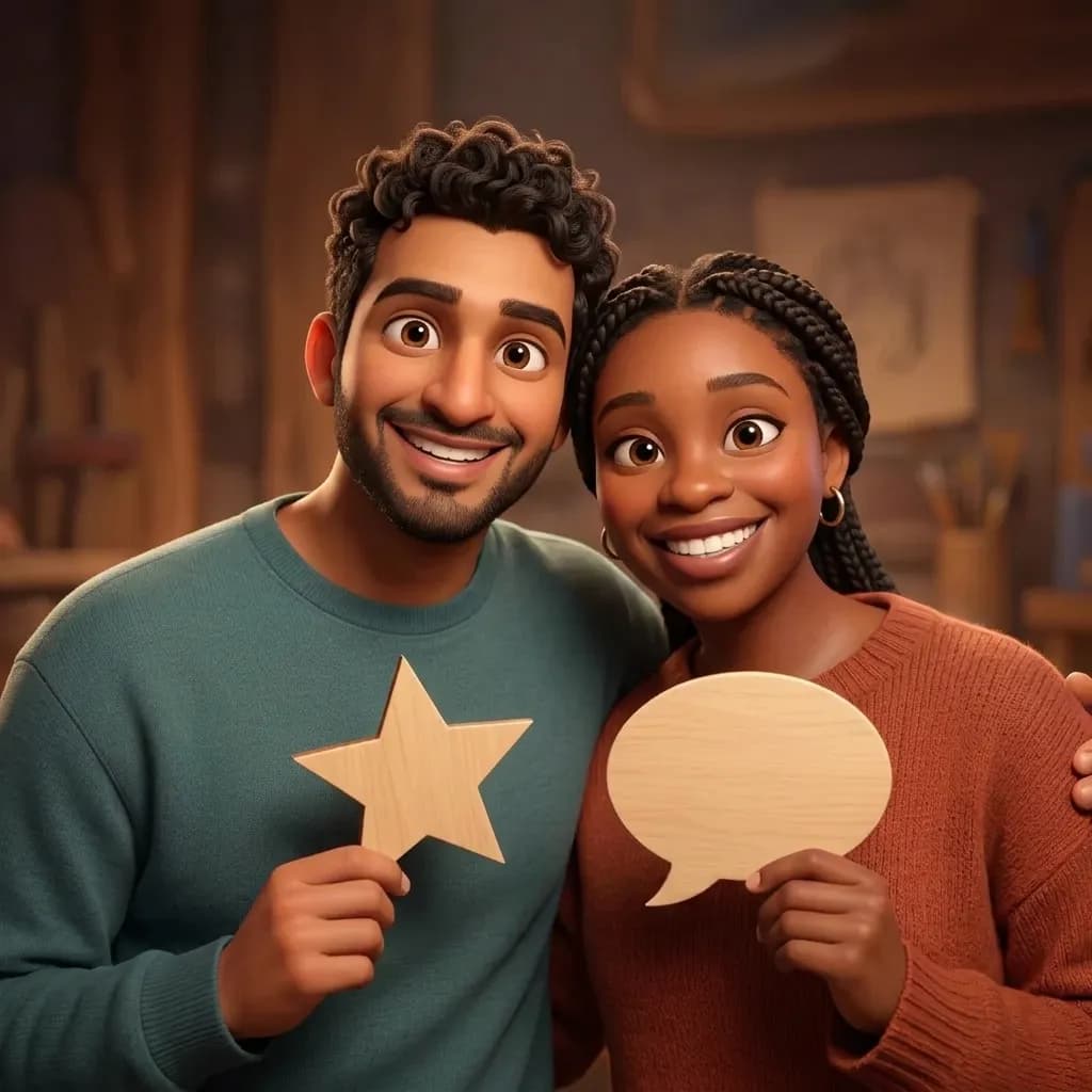 The same portrait restyled as a Pixar-style 3D render