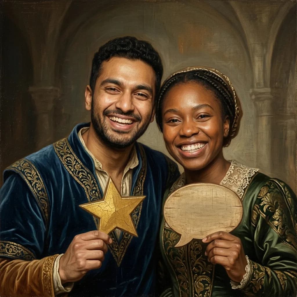 The same portrait restyled as a Renaissance painting