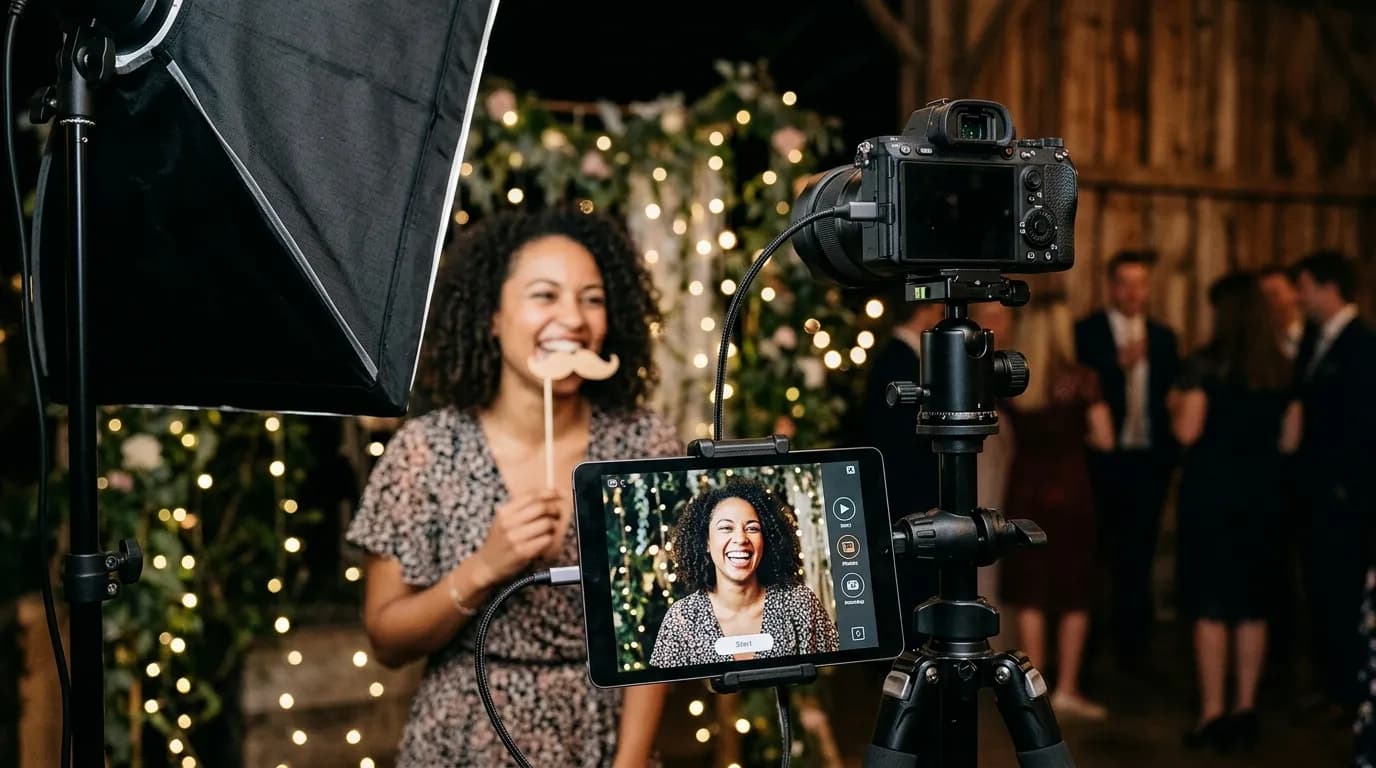 DSLR camera tethered by USB to a tablet with live preview