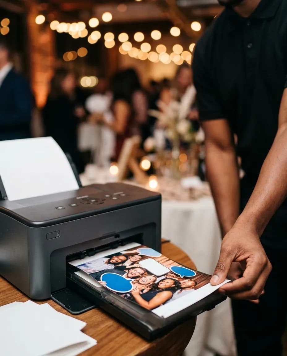 Dye-sublimation printer ejecting a 4x6 photo print